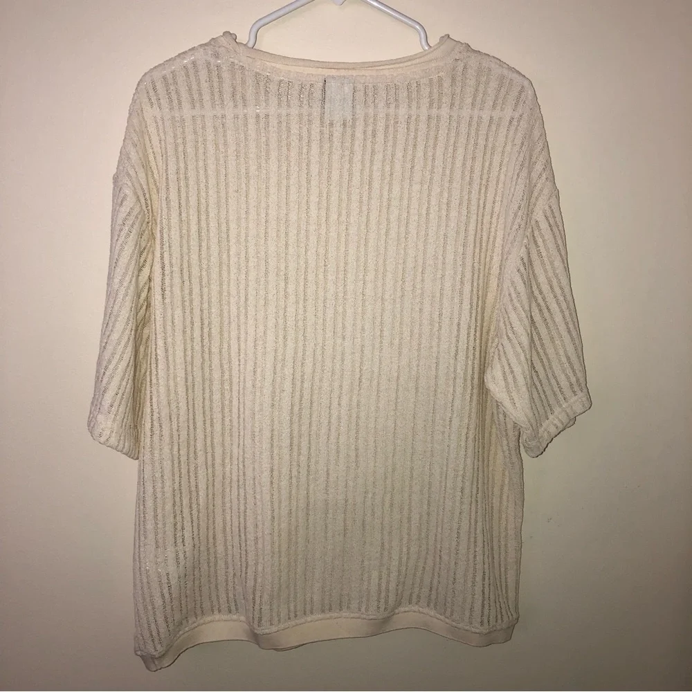 Zara Striped Cream Textured Sweater Top - Picture 4 of 4